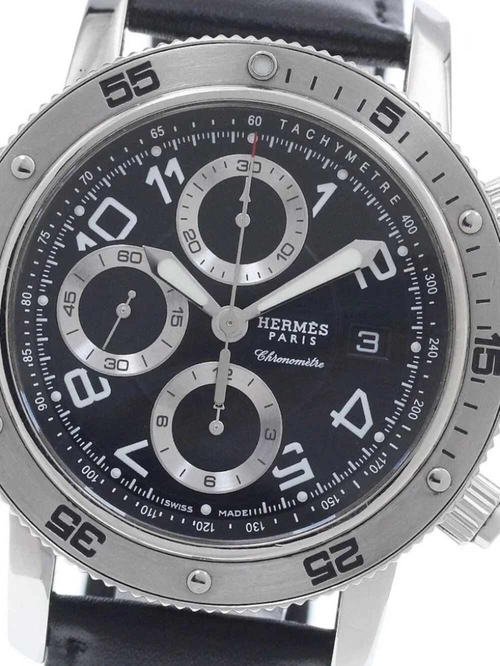 HERMES Clipper Diver Chrono CP2.910 Date black Dial Automatic Men's Watch_955456